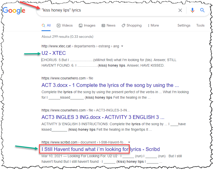 quoted search result