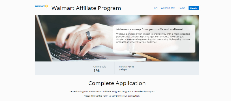 Become a member with Walmart's affiliate program
