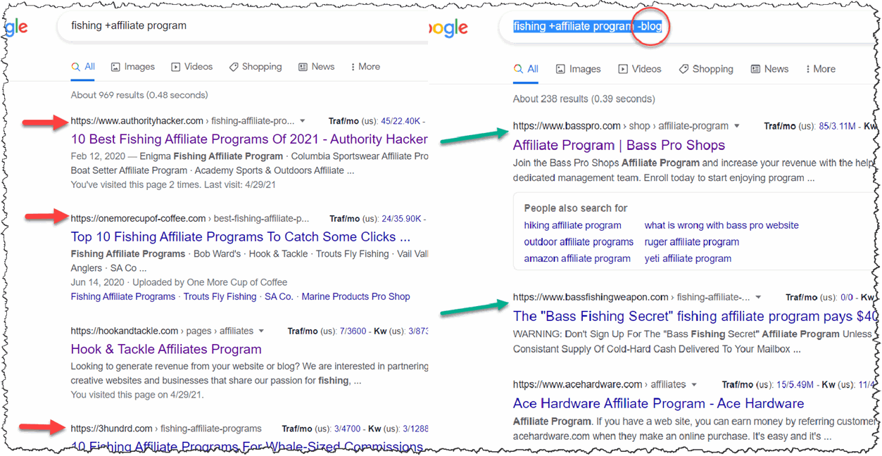 remove blog posts from affiliate programs google search