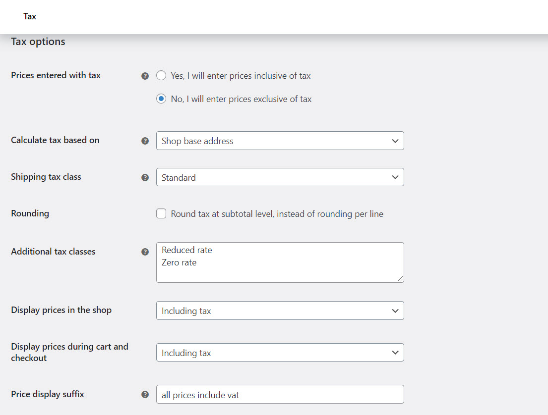 WooCommerce set taxes