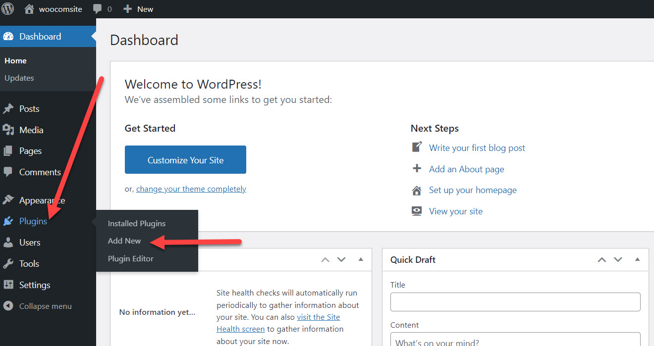 wordpress dashboad