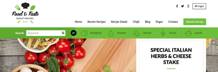 RecipePress Food Blog WordPress Theme