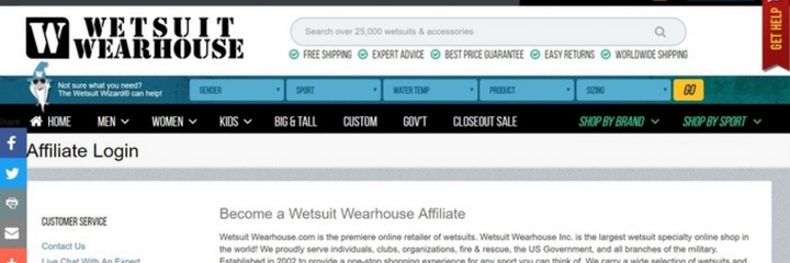 Wetsuit Warehouse Affiliate Programs
